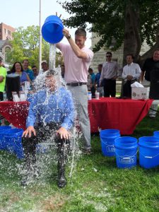 Forcht Bank President & CEO Tucker Ballinger partaking in the ALS Ice Bucket Challenge.