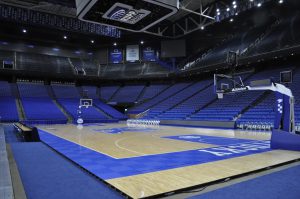 Empty Rupp Arena viewed from the court