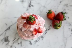 strawberry ice cream with strawberries