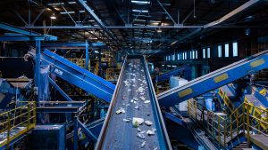 Recycle Center: a conveyor with recyclables