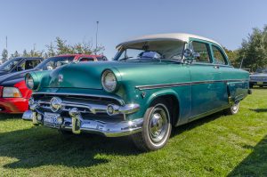 Lexington Senior: Canning, Nova Scotia, Canada - September 23, 2018: 1954 Ford Customline on display by owner in early autumn at local antique car show. Car show held on the grounds of The Lookoff Campround in the Annapolis Valley area of Canning, Nova Scotia.