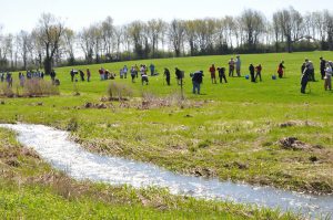 Home and Garden: group of people in a field planting trees